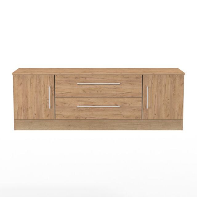 Gloucester 2 Door 2 Drawer Wide TV Unit in Gold Craft Oak (Ready Assembled) Brown Gold Craft Oak