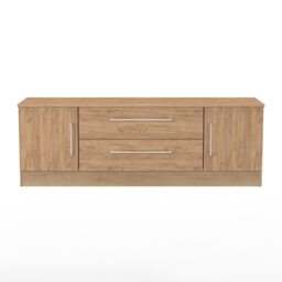 Gloucester 2 Door 2 Drawer Wide TV Unit in Gold Craft Oak (Ready Assembled) Brown Gold Craft Oak