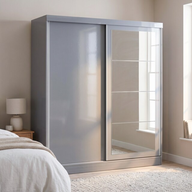 Nevada 2 Door Slider Wardrobe - Grey Gloss