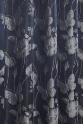 Meadows Lined Eyelet Jacquard Curtains 168cm x 183cm Navy Blue Blue
