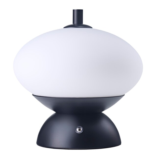 Black Domed Rechargeable Touch Dimmable Table Lamp with Frosted Glass Shade Black Black 1