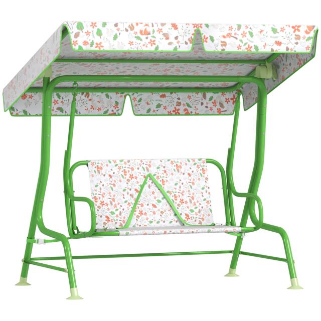 AIYAPLAY Kids Garden Swing Chair, Swing Seat with Adjustable Canopy, Green