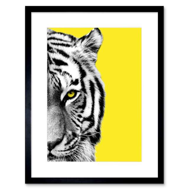 "Close up Besties Tiger Animal Yellow Big Cat Lover 9x7"" Black Framed Wall Art Print"