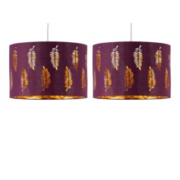 Set of 2 Fern - Burgundy Cut Out 30cm Pendant Lightshades Red Gold Large 2