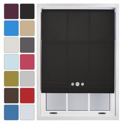 FURNISHED Daylight Roller Blinds with Triple Round Eyelets Easy Install Cut to Size Black Black (W) 90cm x (L) 165cm