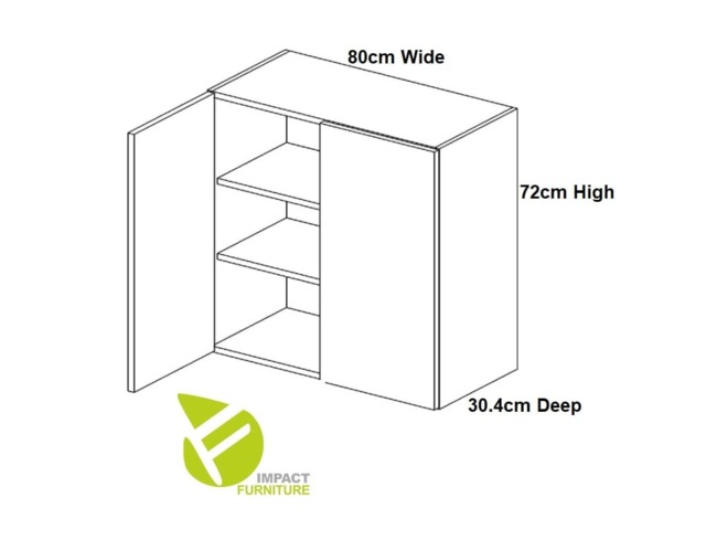 Kitchen Wall Cabinet 800mm Unit Modern High White Gloss Storage Cupboard Soft Close Ella