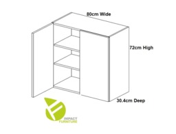 Kitchen Wall Cabinet 800mm Unit Modern High White Gloss Storage Cupboard Soft Close Ella