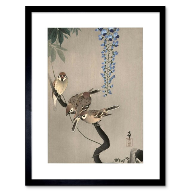 Japan Nature Sparrow Bird Flower Shoson Ohara Koson Framed Wall Art Print