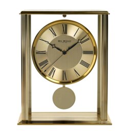 Wm.Widdop Gold Mantel Clock With Pendulum Gold