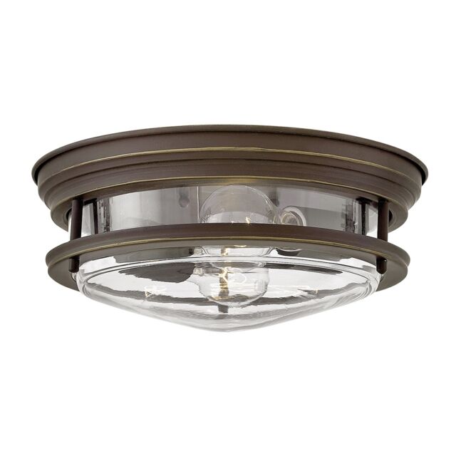 Hinkley Hadrian 2 Light Flush Mount Oil Rubbed Bronze with Glass IP44