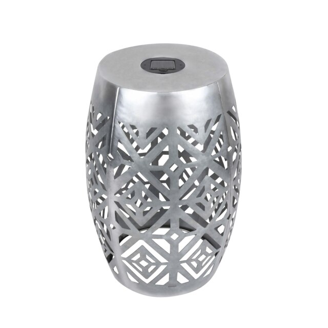 Teamson Home Outdoor Garden Decor 2 in 1 Round Large Solar Powered Lantern LED Light
