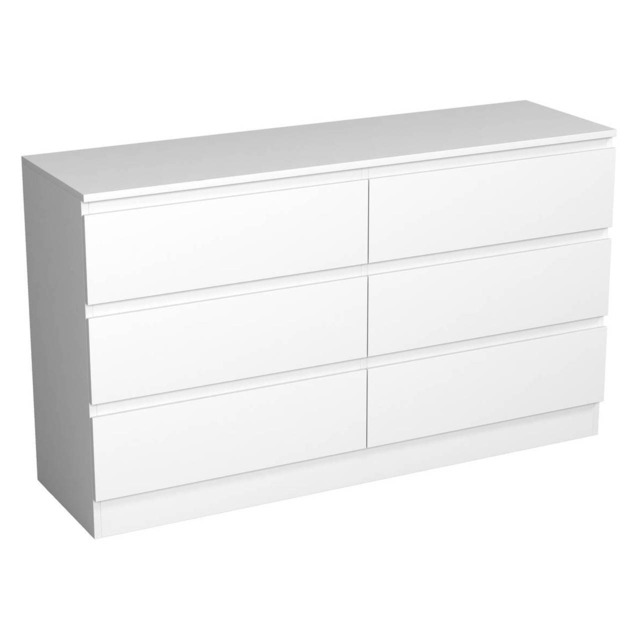 Minimalist Chest of 6 Drawers - 68.6x120x35cm White White & White 1