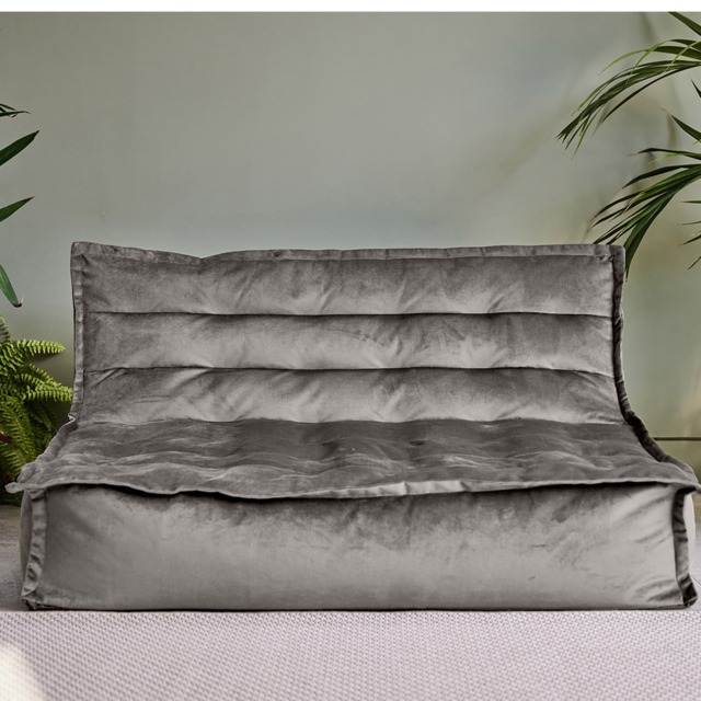 Kota Velvet XL Bean Bag Sofa Grey Bean Bag Chair Grey Grey 1