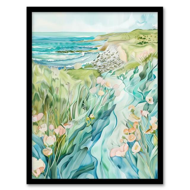 East Riding English Coastal Scene Home Decor Black Framed Wall Art Print A4