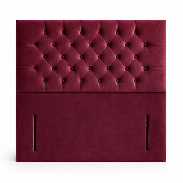 Floorstanding Headboard Maroon Plush Chesterfield 3FT Single 54inch High