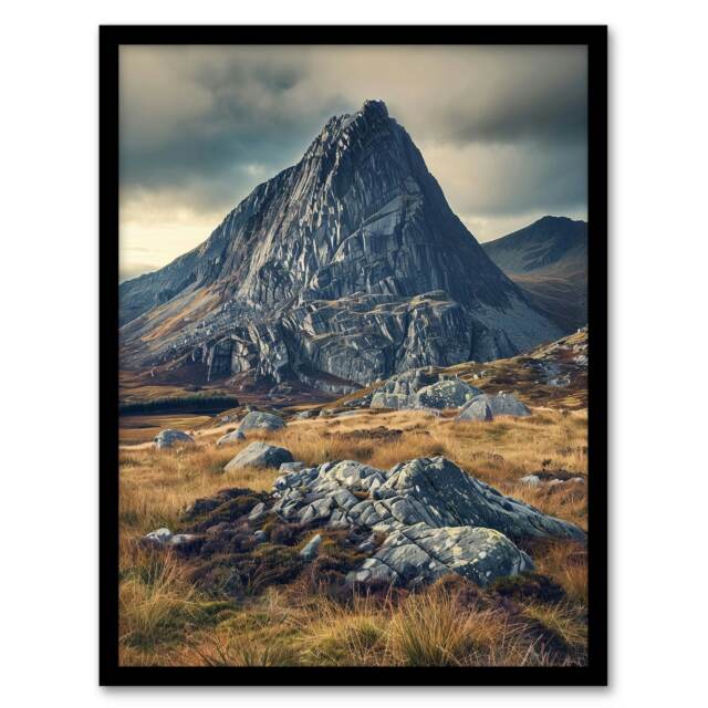 Tryfan Mountain Snowdonia Wales Peak Home Decor Black Framed Wall Art Print A4