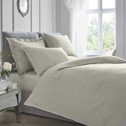 Appletree 200TC Plain Dye Duvet Cover Set Silver with White Piping