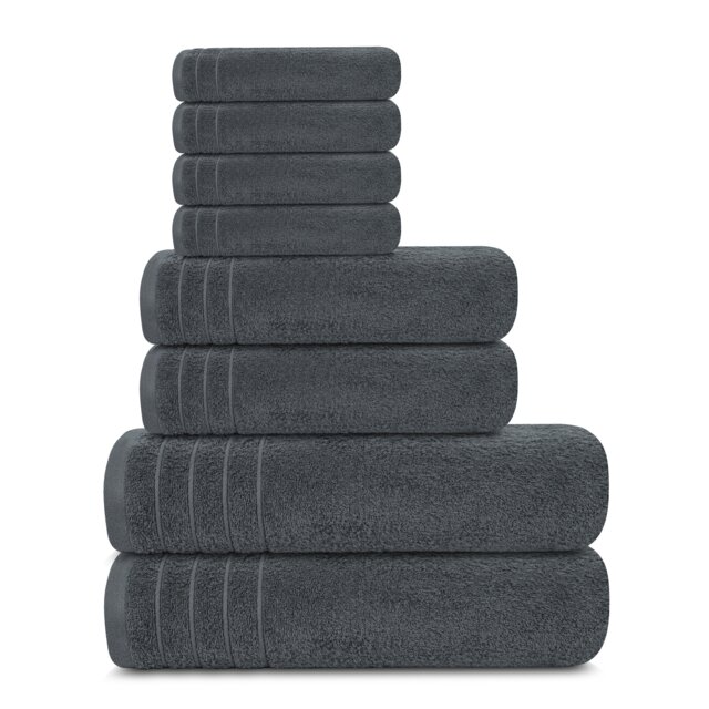 Casa De Rococo 8 Piece Cotton Towel Bale Set – 2 Bath Towels, 2 Hand Towels & 4 Face Cloths, 450 GSM