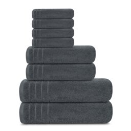 Casa De Rococo 8 Piece Cotton Towel Bale Set – 2 Bath Towels, 2 Hand Towels & 4 Face Cloths, 450 GSM