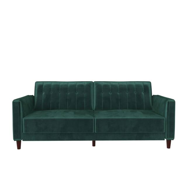 Pin tufted transitional Sofa Bed velvet green Green GREEN Three Seater