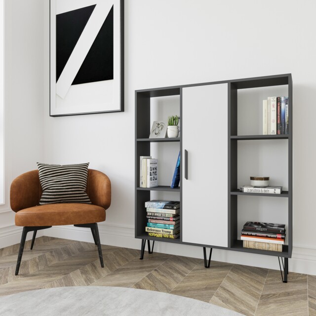 Decorotika Peoria 6 Shelves and a Cabinet Bookcase