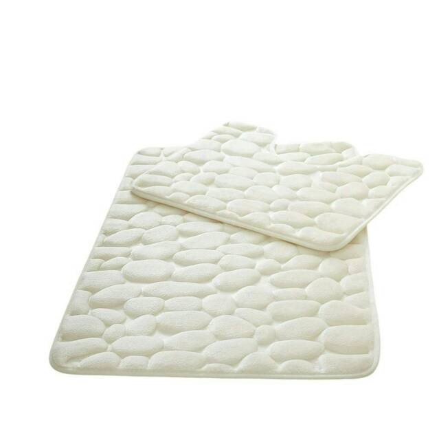 Memory Foam Pebbles Bath Mat Set Cream