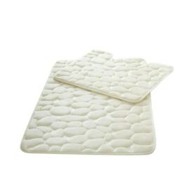 Memory Foam Pebbles Bath Mat Set Cream
