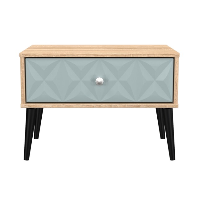 Toledo 1 Drawer Wide Bedside Table in Duck & Bardolino Oak (Ready Assembled) Blue Duck & Bardolino Oak