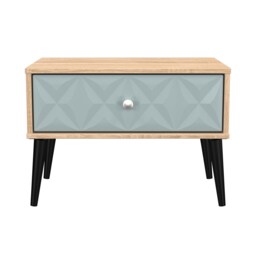 Toledo 1 Drawer Wide Bedside Table in Duck & Bardolino Oak (Ready Assembled) Blue Duck & Bardolino Oak