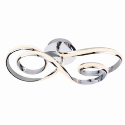 Aria Integrated LED Semi Flush Chrome Effect Plate & Matt White Silicone 1 Light Dimmable IP20