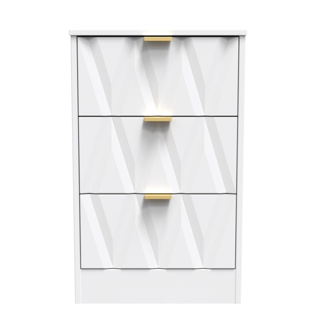 Washington 3 Drawer Bedside Cabinet in White Matt (Ready Assembled) White White Matt