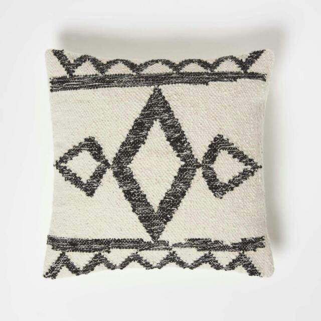 Homescapes Koba Handwoven Traditional Black & Cream Cushion - 45 x 45 cm Cream Cream, Black 1