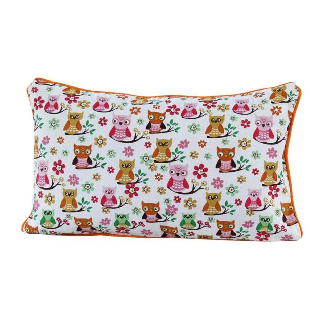 Homescapes Cotton Owls Rectangular Cushion Cover - 30 x 50 cm Red Red 30 x 50 cm