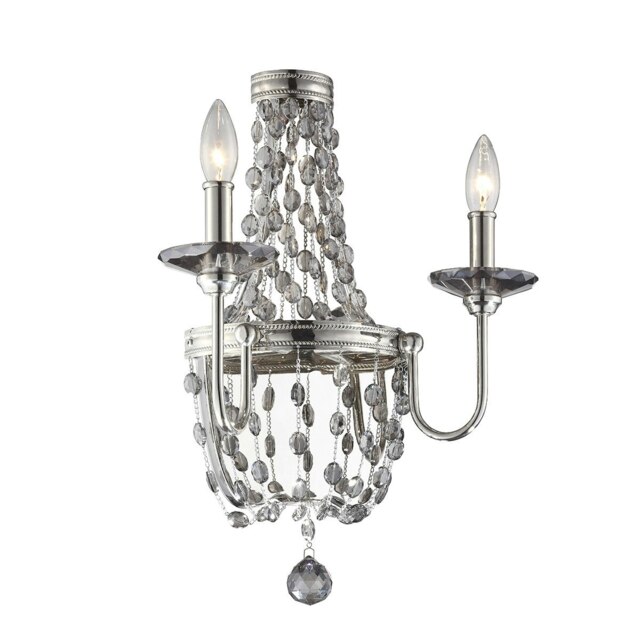Malia 2 Light Indoor Candle Wall Light Polished Nickel, E14