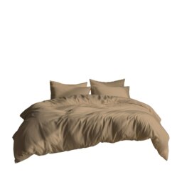Plain Dyed Easy Care Polycotton Duvet Cover And Pillowcase/s Set Bed Linen Brown Brown Latte Double