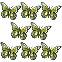 Set of 8 Yellow Small Metal Butterflies Garden/Home Wall Art Ornament