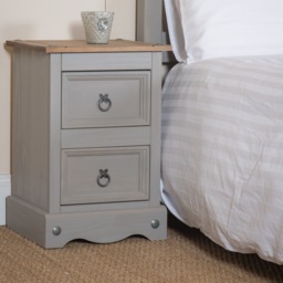 Corona Premium 2 Drawer Petite Bedside Cabinet - Shaker-Style Nightstand with Dovetail Drawers Grey Grey Wax One Size 1