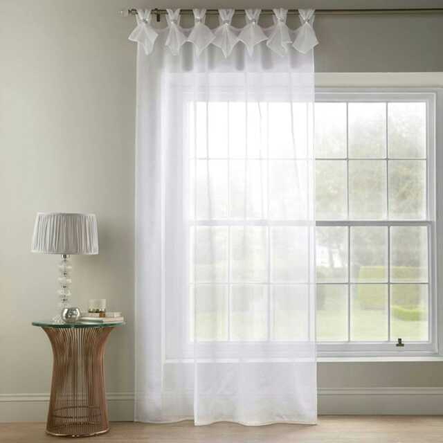Tiara Dolly Voile Tab Top Curtain Panel - White - 145cm x 274cm