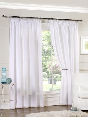 Voile Lined Pencil Pleat Curtains 168cm x 228cm White White White