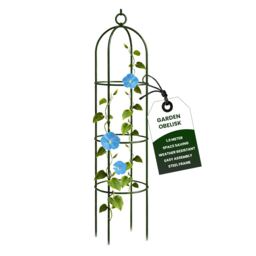 Garden Arch Obelisk For Plants Flowers Veg Large 1.9M Tall Black Metal Frame