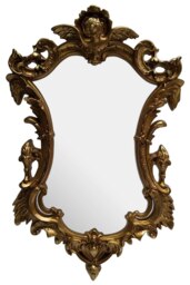 Neo-Classical Gold Finish Wall Mirror,Decorative Statement Piece,Baroque Slim Mirror With Flambeaux Details Gold