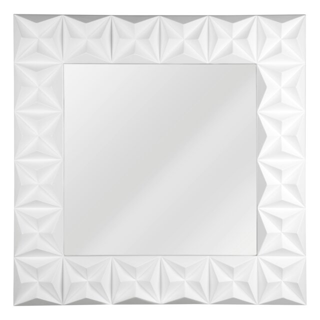 Orsina 3D Effect Wall Mirror with White High Gloss, Easy to Clean Bedroom Mirror, High-quality Bathroom Mirror