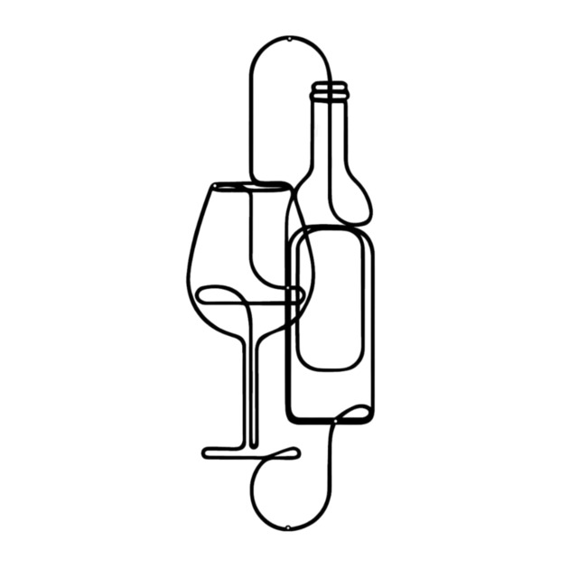 Decortie Wine Bottle and Glass Metal Wall Art 36.5x96cm Black
