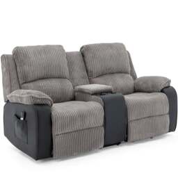 Postana Single Motor Rise Recliner 2 Seater Cord Drinks Console Sofa (Grey)