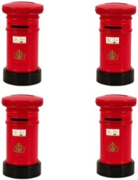 KAV London Souvenir Red Post Money Box - Retro Style Red Die Cast Metal British Phone Booth Piggy Bank - 8cm