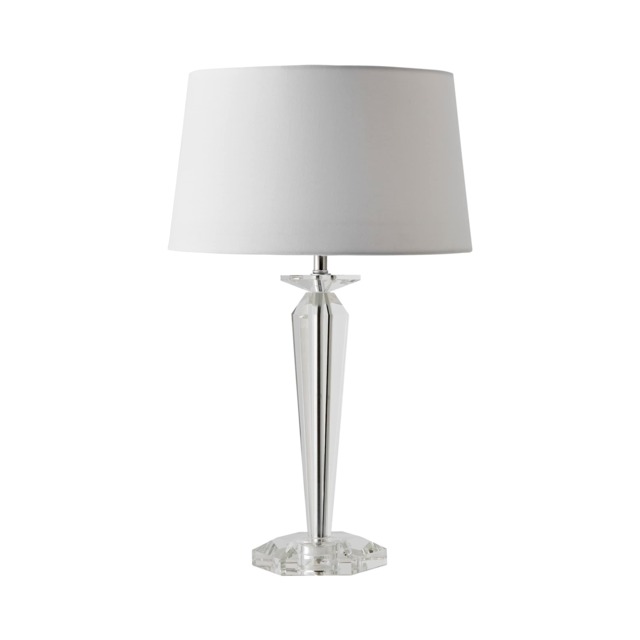 ValueLights Davenport Extra Large Crystal Table Lamp Large White Taper Shade