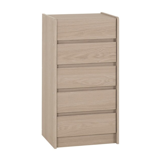 Paris 5 Drawers Chest - L40 x W48 x H94 cm - Smoked Ash Effect