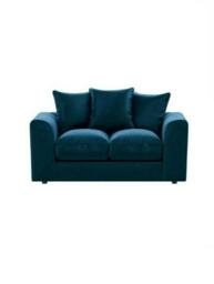 PLUSH VELVET ROYAL BLUE 2 SEATER SOFA SUITE