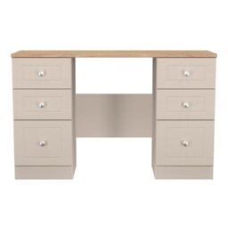 Cambridge 6 Drawer Kneehole Desk in Kashmir Ash & Bardolino Oak (Ready Assembled) Cream Kashmir Ash & Bardolino Oak