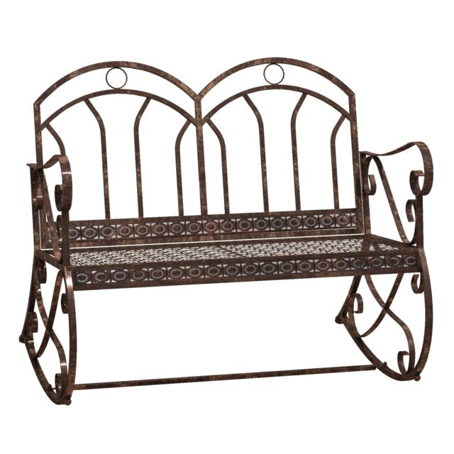 Outsunny Rocking Chair Swing Bench Loveseat Metal Bronze Outdoor